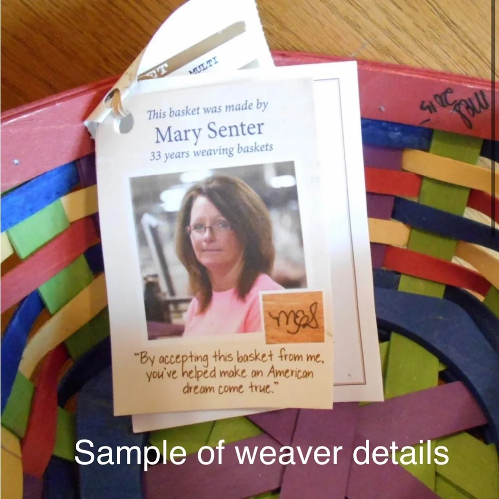 Longaberger Basket signed by renowned weaver Mary Senter, dated 2022